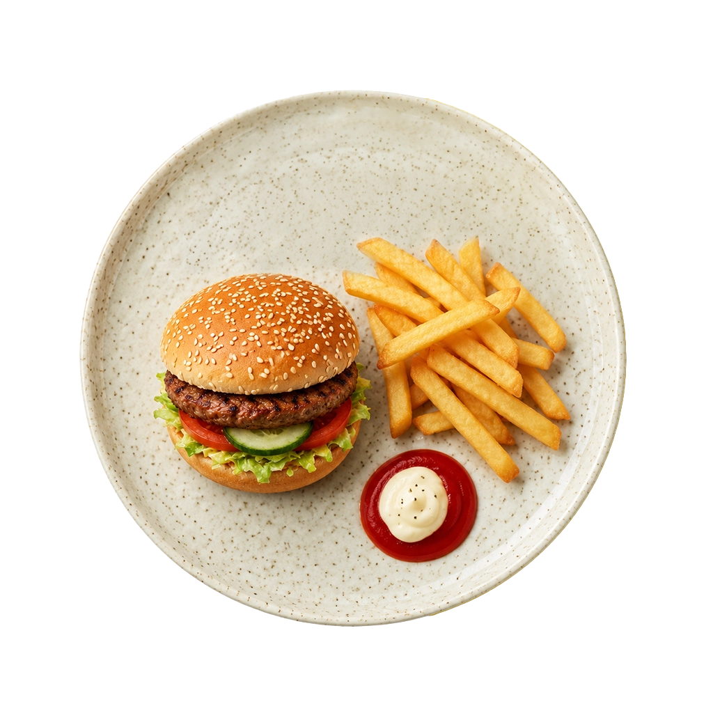 Hamburger med chips